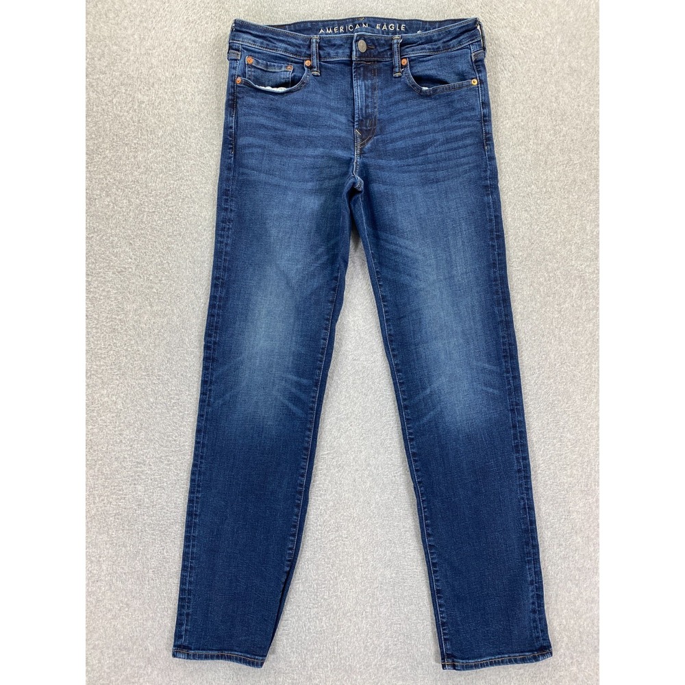 American Eagle Jeans Mens 32x36 (Fits 32x33) Original Straight Airflex Dark Wash